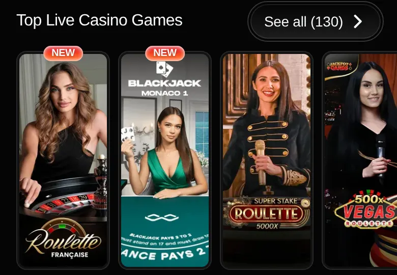 Revolution Casino: Live casino tables in the official mobile lobby